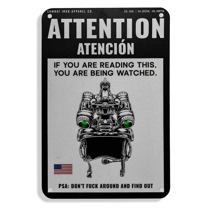 Attention You Are Being Watched Wall Mounted Metal Sign