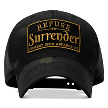 Load image into Gallery viewer, Refuse To Surrender Black/Gold Patch Snapback HAT