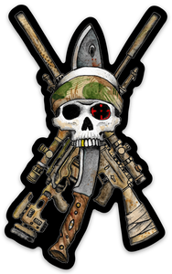 Sniper Kukri Skull Sticker