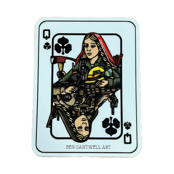 Queen of Clubs Wild Firefighter Combat Medic Sticker