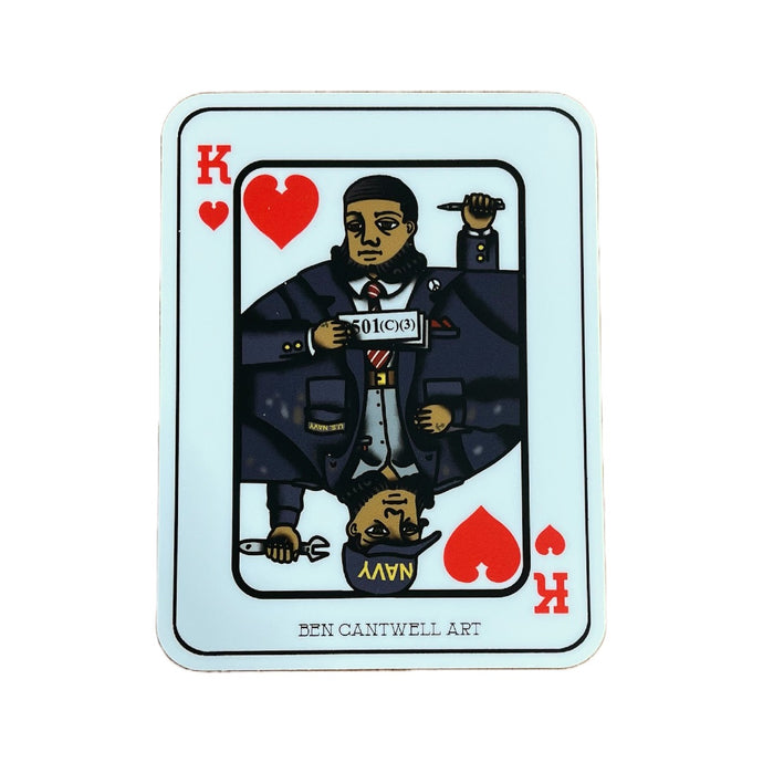 King of Hearts Navy Mechanic Nonprofit Organizer Sticker
