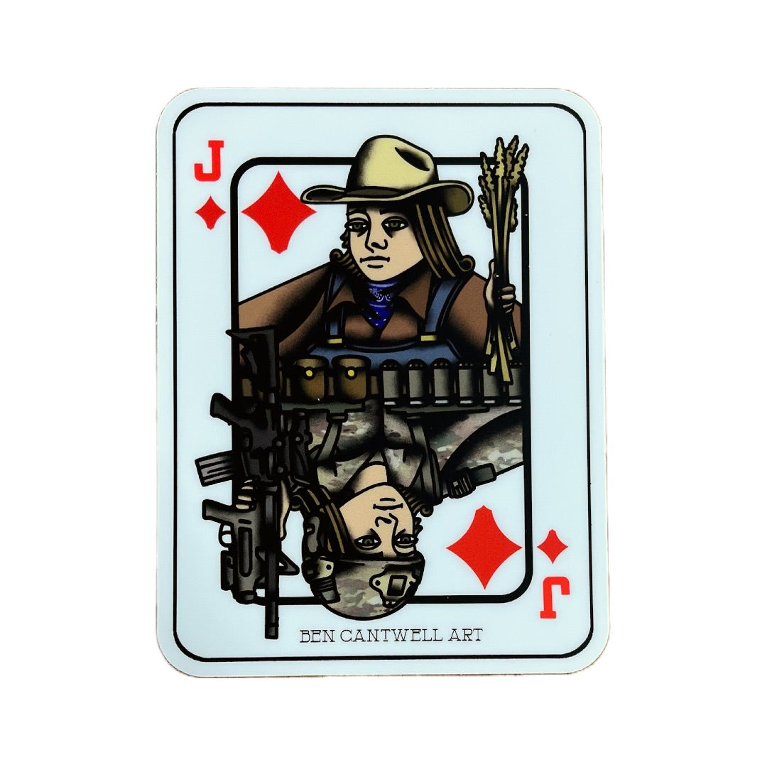 Jack of Diamonds Farmer Infantry Soldier Sticker – Mission Essential Gear