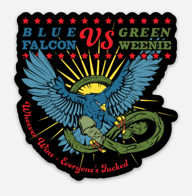 Blue Falcon vs Green Weenie - sticker