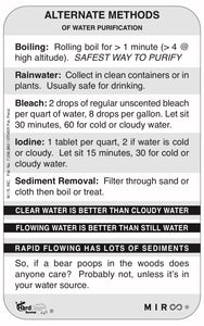 Water Purification Reference Card