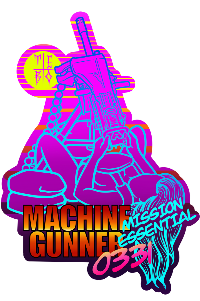 Retro Machine Gunner Sticker